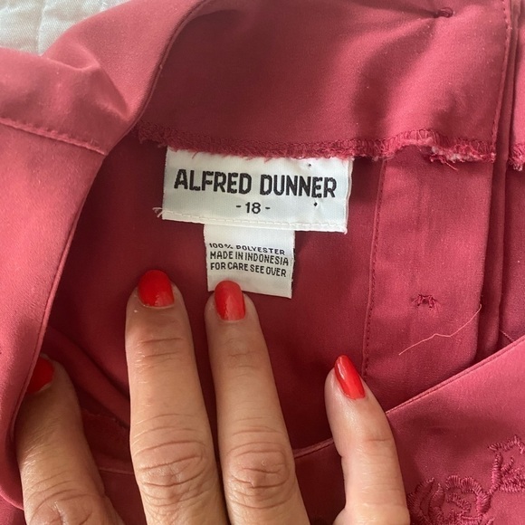 ALFRED Dunner classic pant suit vintage 80s/ 90s L Berry polyester sizeL pull on - Picture 11 of 14